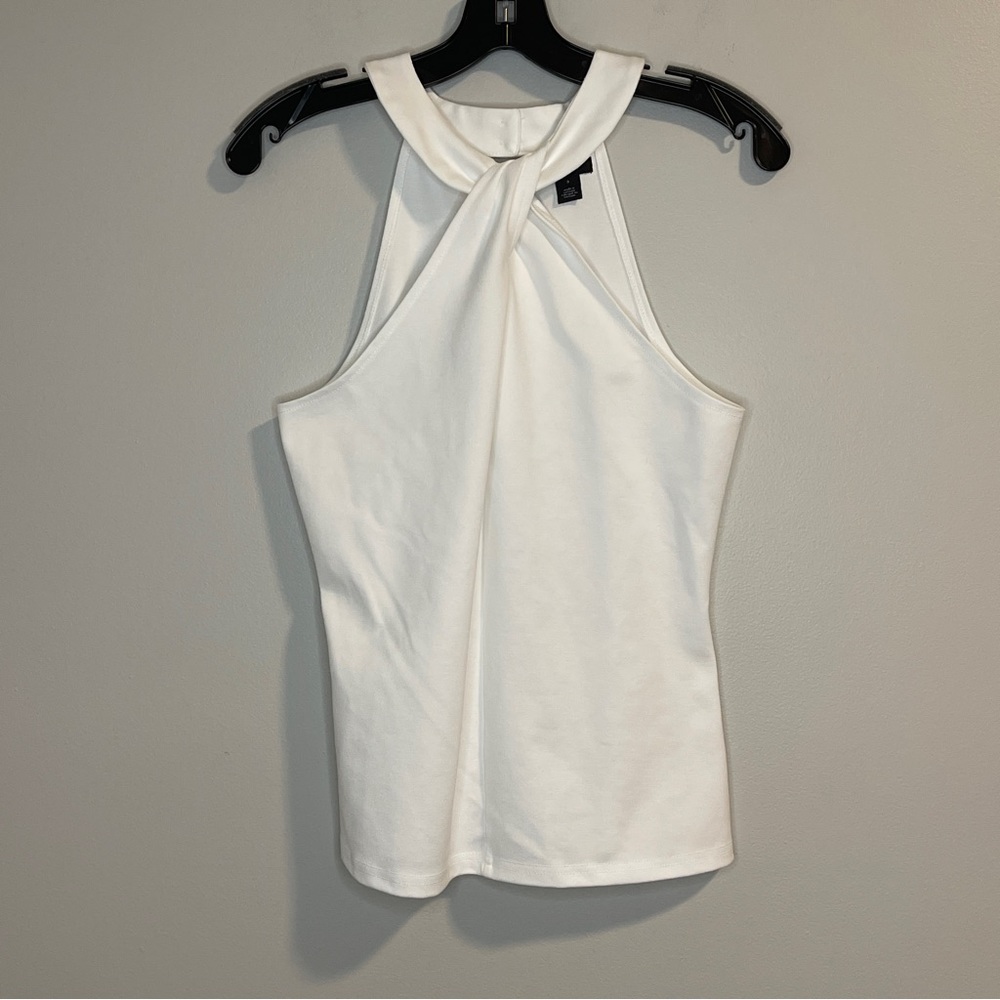 Halogen Twisted Halter Neck Tank Top In White Small